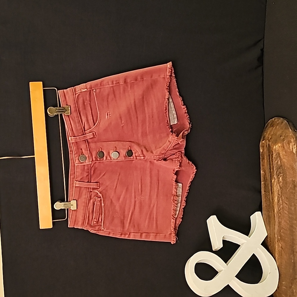 Treasure & Bond High-Rise Button-Front Denim Shorts in Dusty Rose